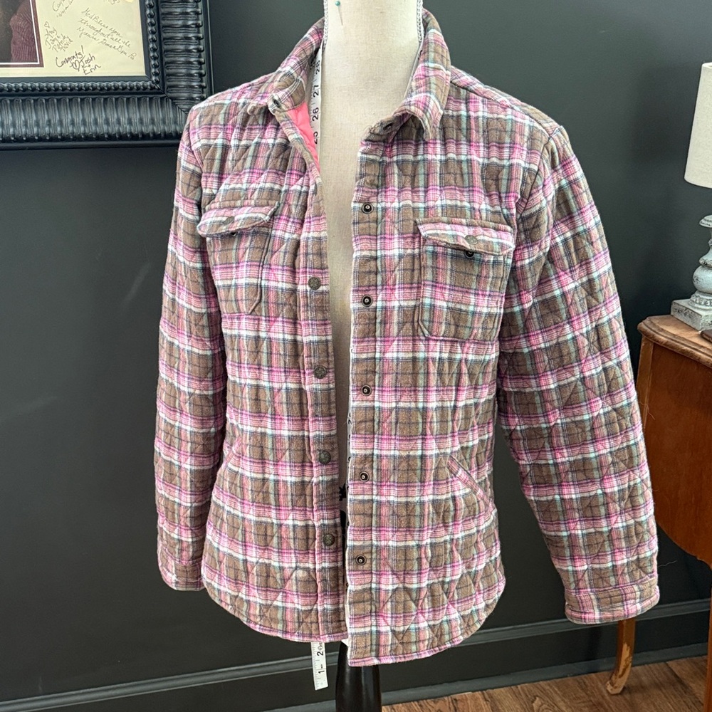 Bit and Bridle Cotton Quilted Plaid Button-Up Jacket Shacket